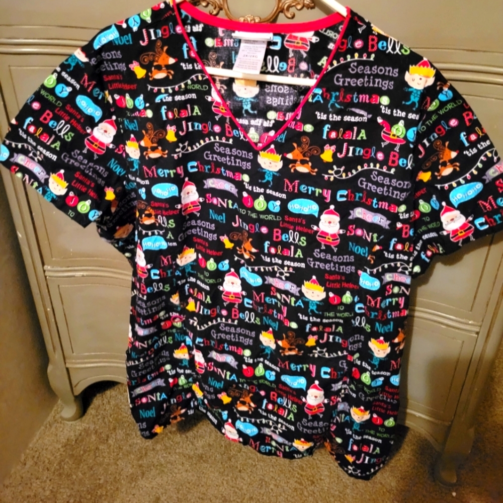Christmas scrub top